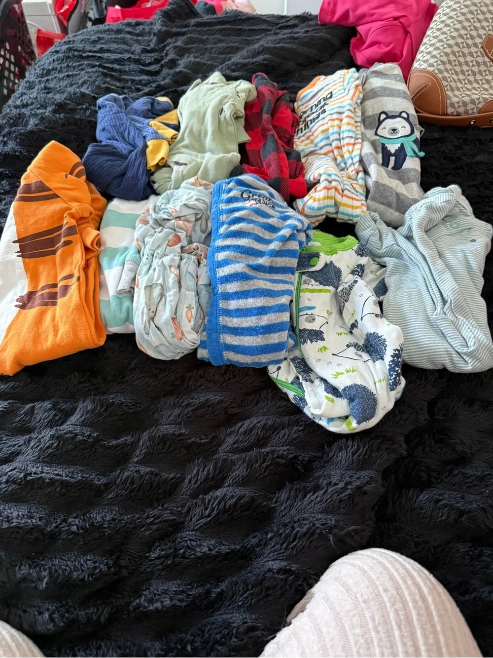 Carter's Assorted Kids Footie Sleepers in Blue, Orange, Green & Gray